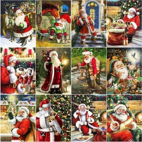 GATYZTORY Paint By Numbers Santa Claus Kits Drawing Canvas Handpainted Home Decor Diy Christmas Figure Oil Painting Kids Gift