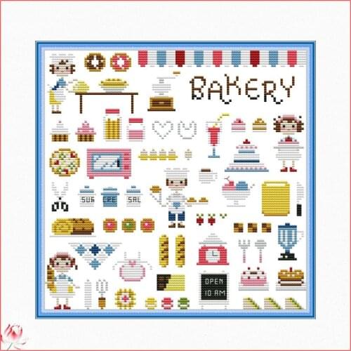 Joy Sunday Bakery Chinese Cross Stitch Kit Ecological Cotton Stampted Printed 11 14CT DIY Easy To Use Home Decoration Sewing Set