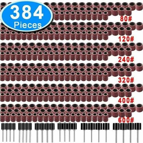 384PC Sanding Band Sleeves Drilling Sandpaper Ring Set Grinding Machine Accessories Combination Grinding Polishing Machine Tool