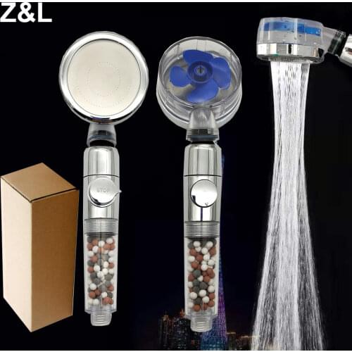 High Pressure Shower Head 360 Degree Rotating With Small Fan ABS Handheld Pressurized Shower Head Nozzle Bathroom Accessories