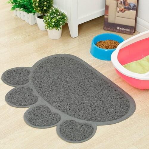 Paw Print Dog Cat Litter Mat Puppy Kitty Dish Feeding Bowl Placemat Tray Tidy Easy Cleaning Sleeping Pad
