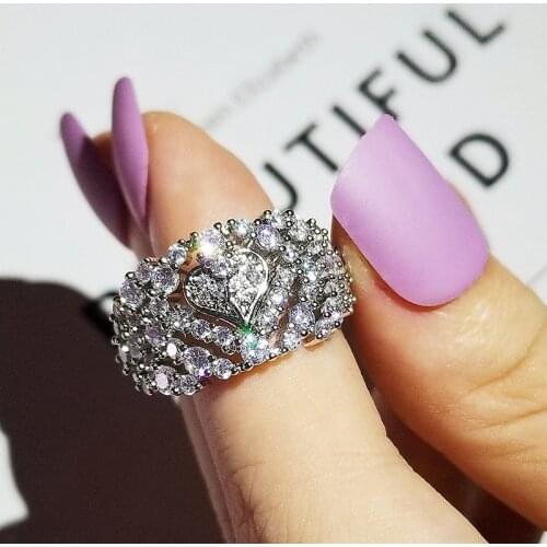 2021 new luxury heart 925 sterling silver engagement ring for women lady anniversary gift jewelry bulk sell R5880