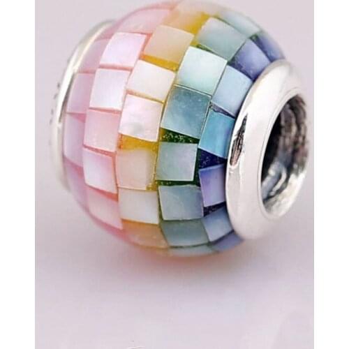 S925 Silver Beads Charm fit Lady Bracelets & Bangles Multi-Color Mosaic Charm Multi-Colored CZ DIY Jewelry