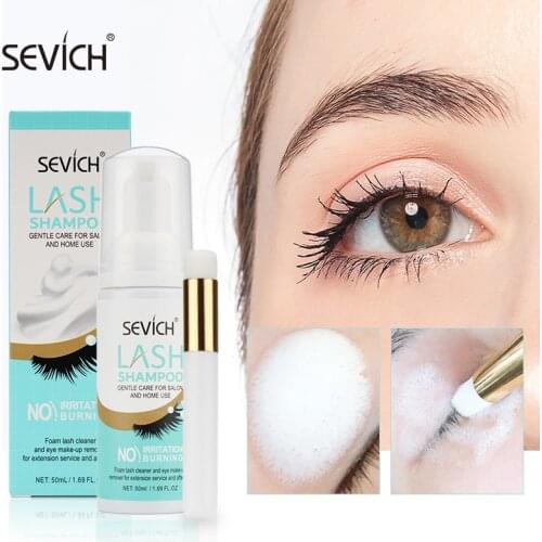 Sevich 50ml Eyelash Extensions Shampoo Eyelash Glue Mascara Eye Lash Cleaning Foam No Stimulation Makeup Pro Eyelash Cleaner