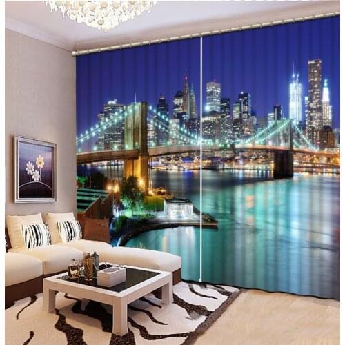 Photo Blackout Curtains For Bedroom city night view Window Curtains 3D Luxury Curtain For Living room