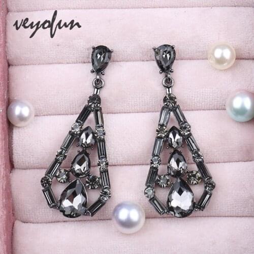 Veyofun 7 Color Trendy Crystal Drop Earrings Elegant Lady Dangle Earrings For Woman Fashion Jewelry Gift