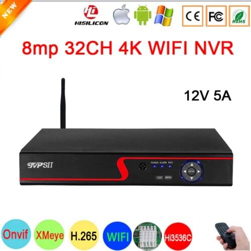 Hi3536C XMeye Red Panel Surveillance Video Recorder Face Detection H.265+ 8MP 4K 32CH 32 Channel Audio Onvif WIFI CCTV DVR NVR