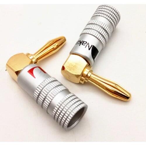 High Quality Banana Plug Right Angle 90 Degree 4mm Gold-Plated Speaker Adapter Audio Connector Banana Connectors