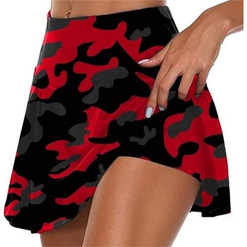 Camo Printed Women Skirt Shorts Fitness Jogger Sweat Shorts Summer High Waist Skorts Pantalones Cortos Cycling Short Trousers