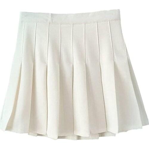 Women Fashion School Uniform Pure Color Pleated Skirt Academic Style Skirt Korean 2020 Sweet Girl Pleated Skirt F Fast Ship