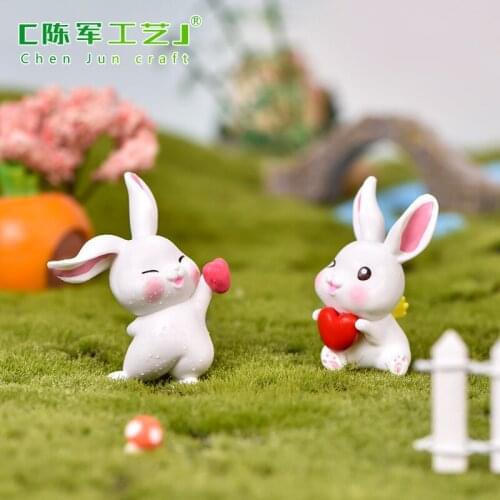 1 Pc Rabbit Figurine Decoration Craft Miniature Model Home Decoration Cute Accessories Desktop Garden Decoration