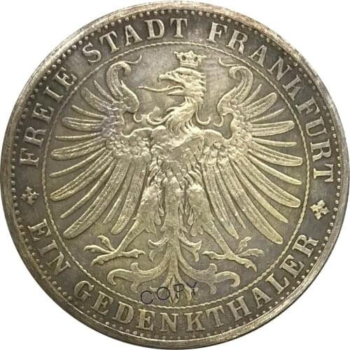 1863 Germany 1 Thaler Frankfurt Memorial Thaler Cupronickel Plated Silver Collectibles Copy Coin