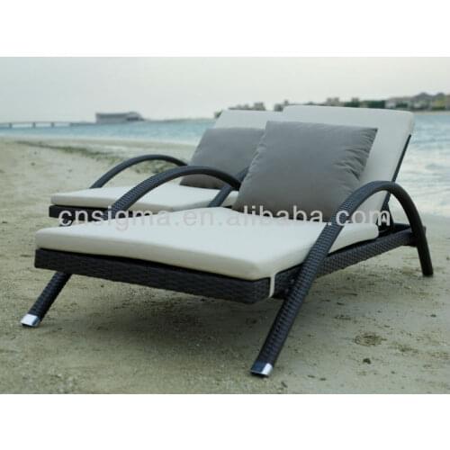 2014 Comfortable Outdoor Furniture Rattan Poly Wicker Sunbed Pool Chair Sun lounger