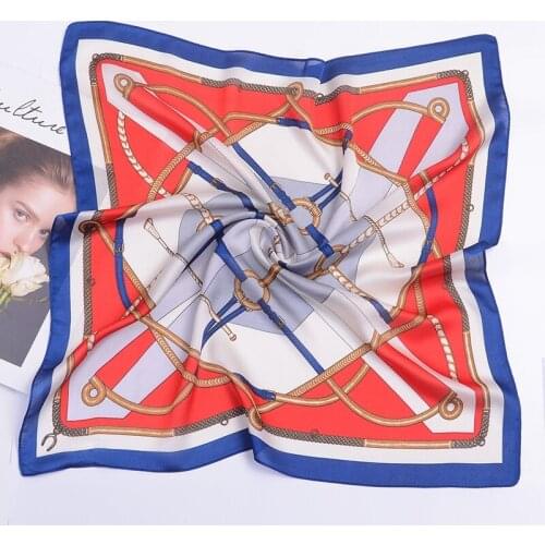 2020 53x53 Keychain Print Air hostess Print women Silk twill scarf Satin square tie ladies foulard femme towel bufanda shawl