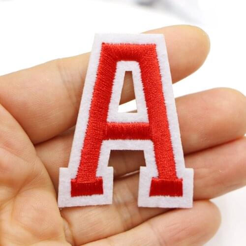 26 A-ZRed English Letter Patch 3D Embroidered Stickers Patch Up For Clothing Iron On Name Letters Patch For T-Shirt or Coat