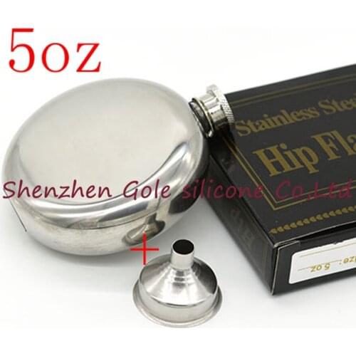 50pcs Stainless Steel Hip Flask 5oz Outdoor Portable Hip Flask Mirror Polished Wine Pot Alcohol Flagon with Funnel