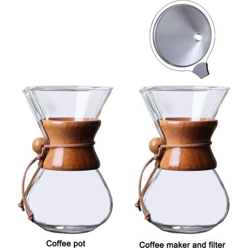 800ml Pour Over Coffee Maker Pot Reusable Glass Carafe Manual Coffee Dripper