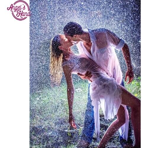 5D DIY diamond embroidery raining kiss couple diamond painting Cross Stitch full square Rhinestone mosaic home decoration