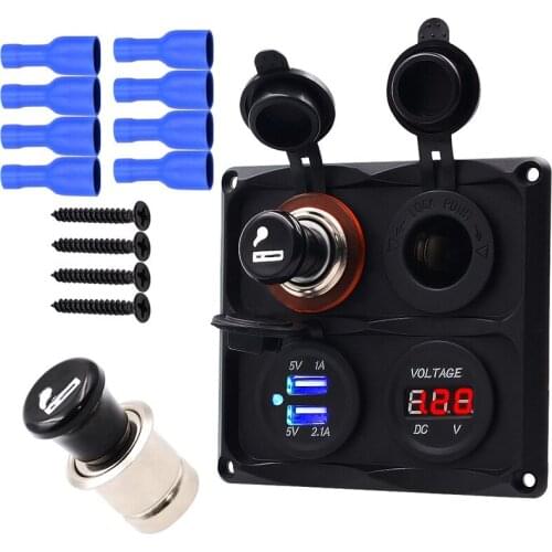 12-24V Car Dual USB Charger Power Adapter Voltmeter Cigarette Lighter Socket Splitter Waterproof Kit for Boat Marine car socket