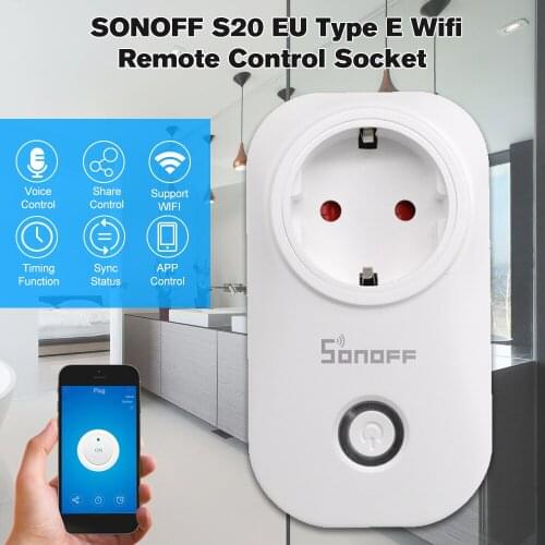 SONOFF S20ITEAD Wifi Wireless Remote Control Socket Charging Adapter Smart Home Power Socket UK Works with Alexa&for Google Home