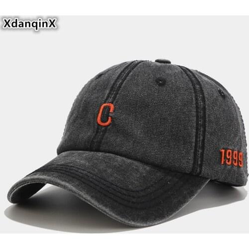 XdanqinX Vintage Washed Embroidery Baseball Caps For Men Women Couple Hat Adjustable Size Womens Sports Cap Mens Snapback Cap