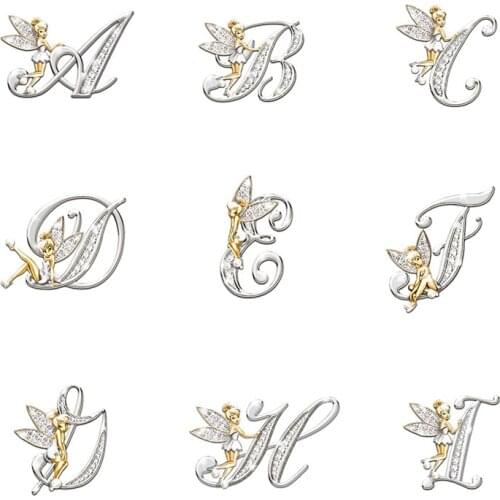 New Crystal Elf Angel Brooch English Letter Corsage Brooches Jewelry Luxury Suit Badge Lapel Pin for Women Clothing Accessories