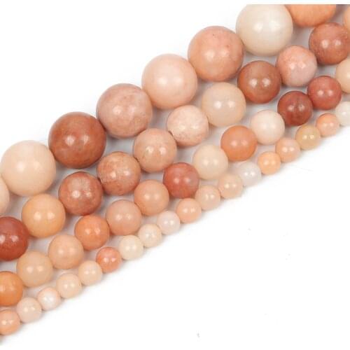 Natural Stone Beads Powder aventurine Round Loose Beads For Jewelry Making Bracelet DIY Accessories Needlework Strand 4-12MM