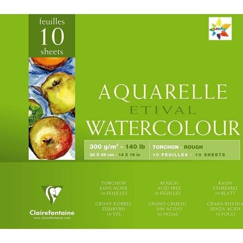 Clairefontaine AQUARELLE Etival 300g Watercolour 30x40cm Block ROUGH,10 sheets,has a woven effect,glued pad on four sides