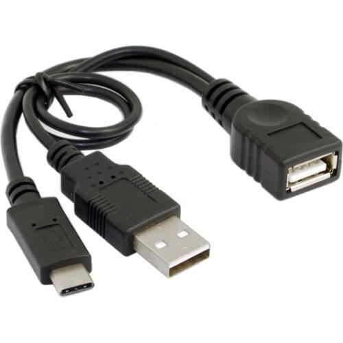 CYSM USB-C USB 3.1 Type C Male Connector to A Female OTG Data Cable with Extral Power