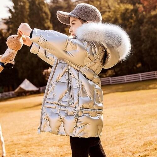 6-12 years children clothes Baby winter jacket white duck down jacket toddler girl boys winter clothes Shiny Down Jacket Coat