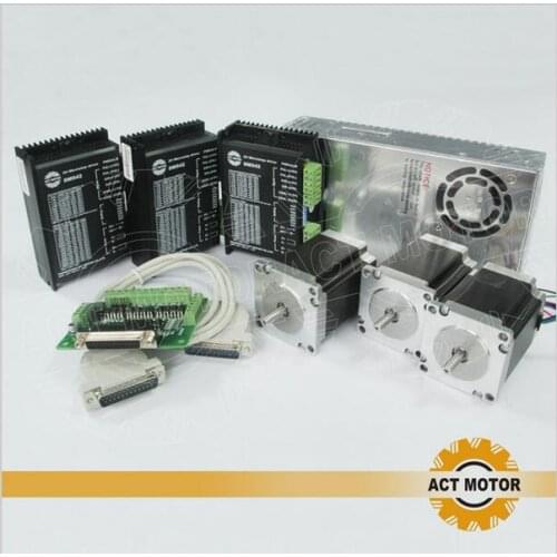 ACT Motor 3Axis Nema23 Stepper Motor 23HS8630B Dual Shaft 6-Lead 270oz 76mm 3A+3PCS Driver DM542 4.2A 50V+Power US UK DE Free