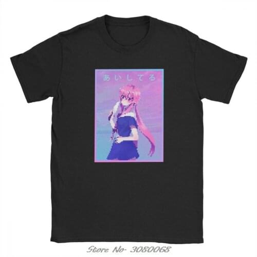 Gasai Yuno Tee Shirt Aesthetic Mirai Nikki t-shirt Men Cotton T Shirt Future Dairy Japanese Yandere Short Sleeve Gift Tops
