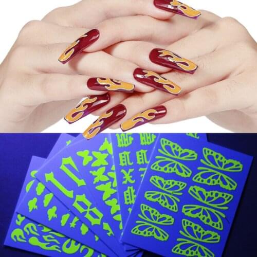 Multi-Color Holographic Flames Nail Art Decals Nail Stickers 6/16pcs/set Large old English numbers/ Holo Cloud nail art decals