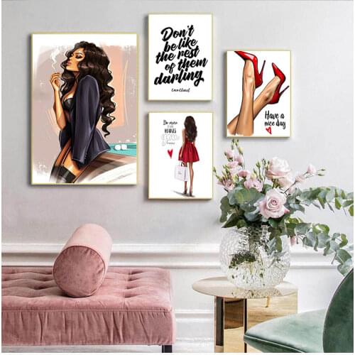 Red High Heels Girl Wall Art Print Canvas Painting Nordic Canvas Posters And Prints Wall Pictures For Living Room Decor