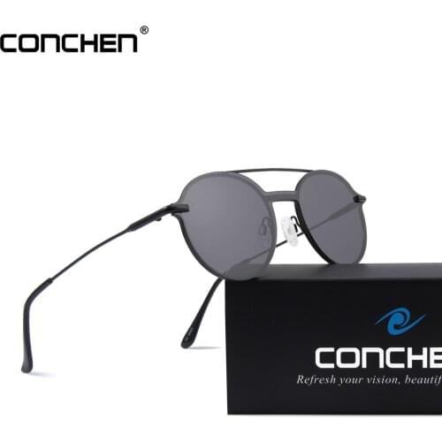 CONCHEN Round Uv400 Sunglasses Women/Men Rimless Style One-piece Glasses Metal temple Sun Glasses New Arrival 2019