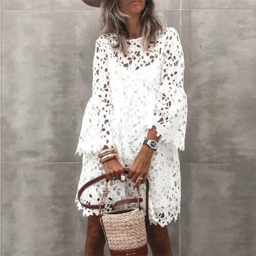 Lace Flared Sleeve Ruffled Dress Two-Piece Female Spring And Summer O-Neck Half-Sleeved Street Casual Dress 2021 New V-Neck