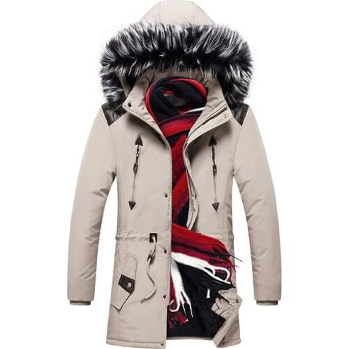 Coat mens collar hooded winter warm jacket mens cotton multi-pocket mens jacket