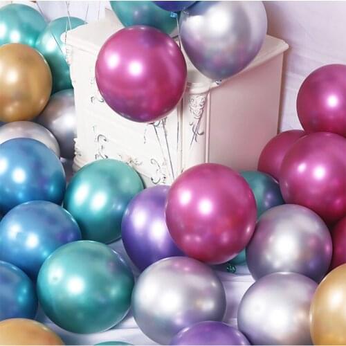 12inch 3.2g Latex Chrome Gold Silver Wedding Baby Shower Birthday Carnival Party Decor Metallic Balloons Supplies Helium Favor