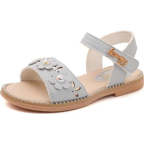2019 Summer baby Girls sandals Kids Children Sandal beautiful Flower Kids Girls Shoes Princess beach shoes white pink Light blue