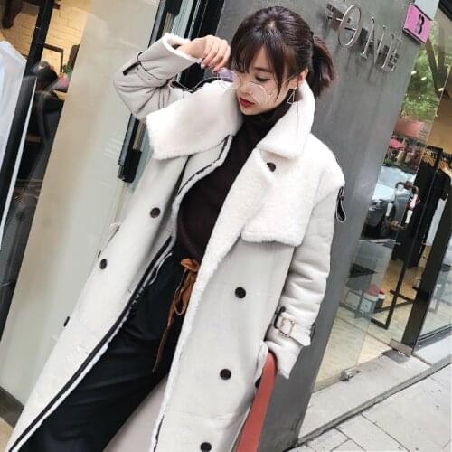 Fashion High Quality Genuine Womens Winter Sheepskin Coat Female Jacket Soft Warm Wool Womens Fur Coats Ropa Para Mujer Zjt514