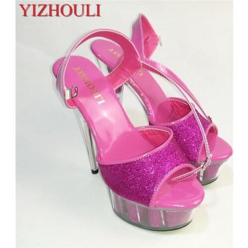 15cm high-heeled fashion shoes sandals small yards womens shoes club heels for women 6 icnh Shining particles pearl heels