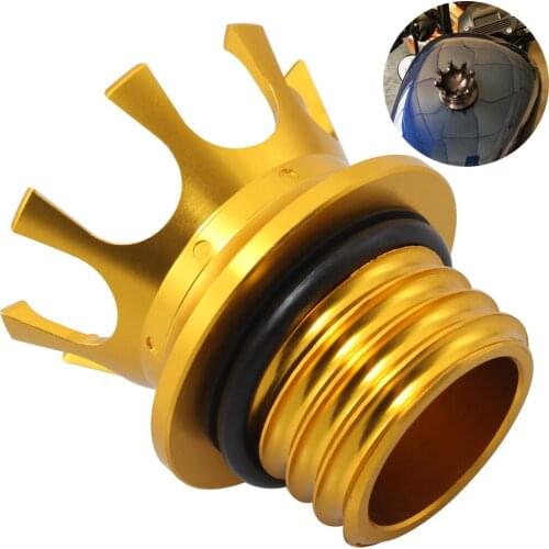 Motorcycle Gold Aluminum Crown Style Gas Cover Flush Vented Fuel Tank Cap For Harley Sportster Dyna Softail Touring Models