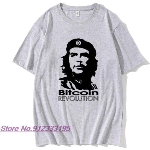 Man Funny Design Bitcoin Revolution Ernesto Guevara T-Shirt Che Guevara Cool T Shirts Men 100% Cottond Tshirs 2017