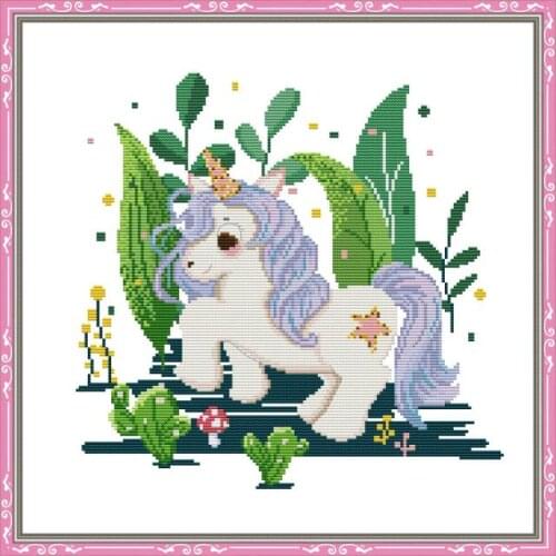 Unicorn cross stitch kit 14ct 11ct pre stamped canvas cross stitching animal lover embroidery DIY handmade needlework