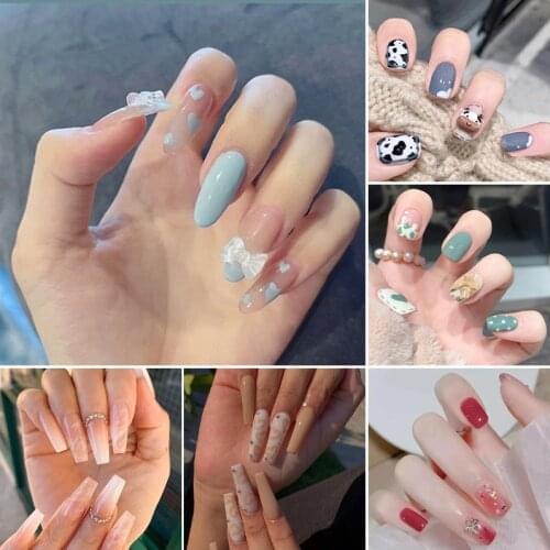 Nail Art Marble Gradient French Ballet False Nails 3D Butterfly Love Wave Point ABS Press On Nail Tips Manicure Tools Z041-080