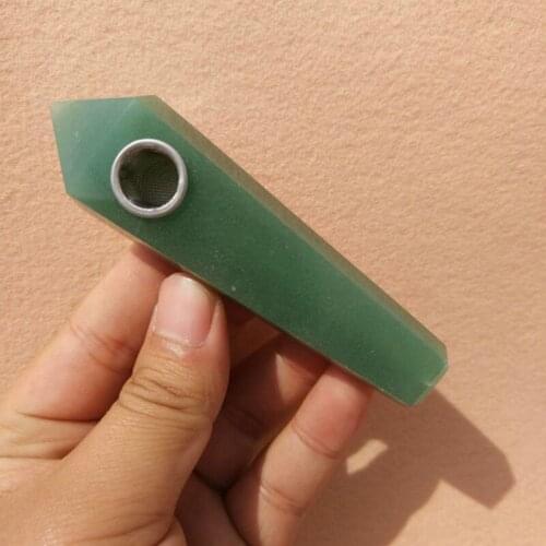 Natural gemstone green aventurine crystal quartz smoking pipes crystal wand tobacco pipes