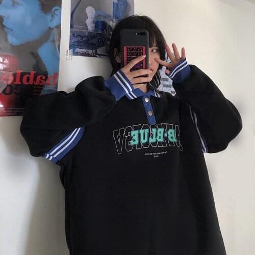 2021 spring autumn new sweatshirt bf Harajuku ulzzang top loose plus velvet thick shirt men women hip hop Korean preppy jacket