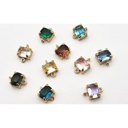 New arrival! 13x9mm 50pcs Copper/Crystal rectangle Connector for Earring DIY Making, Jewelry Accessories Findings & Component