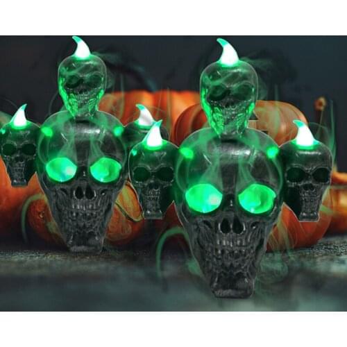 New Halloween Skull with Lamp Sandalwood Candle Lamp for Halloween Party Outdoor Decoration Smoke Skull Gift Haunted house