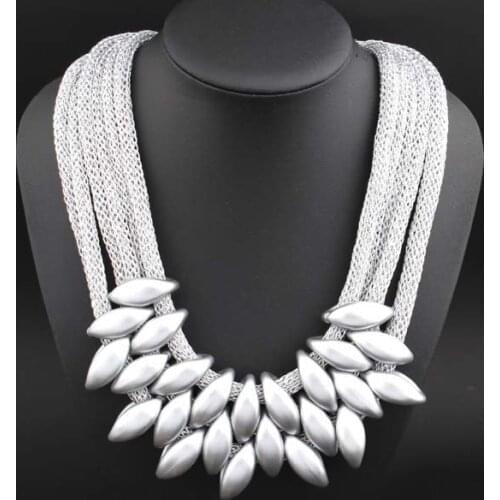 Colar Necklaces Multi-layers Silver Color Chain Star Necklace Collar Chokers Chunky Bib Statement Necklaces Jewelry Wholesale